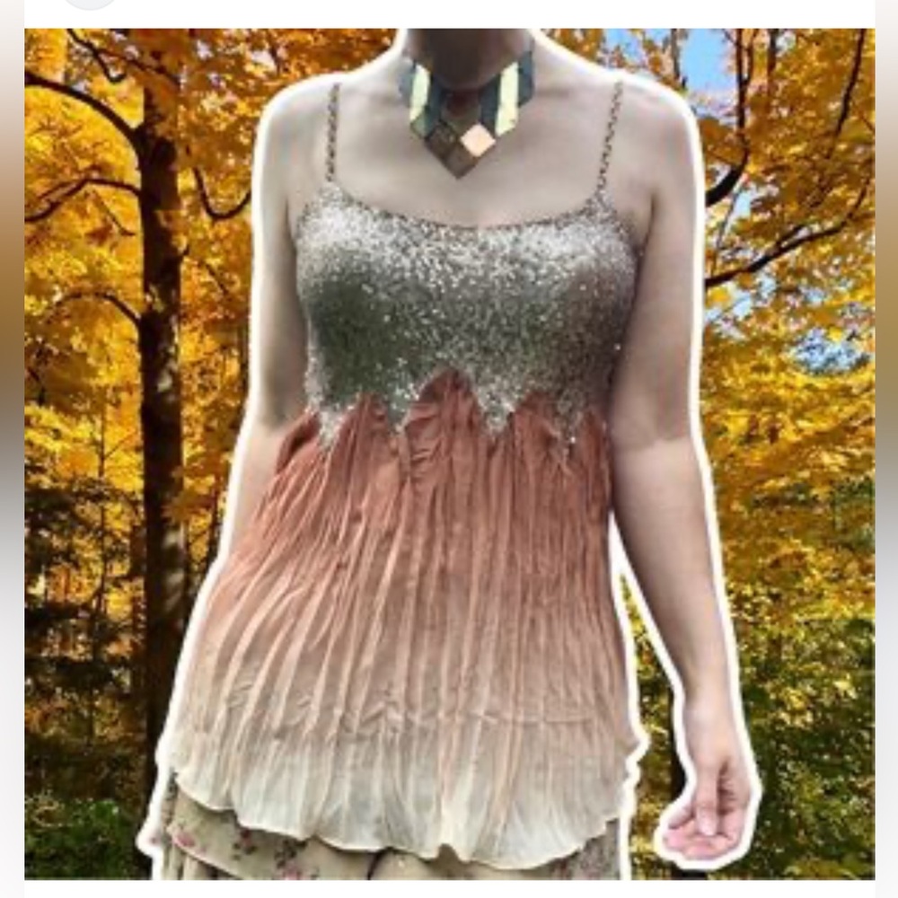 Gimmicks by BKE sequins top with rose sheer flare bottom